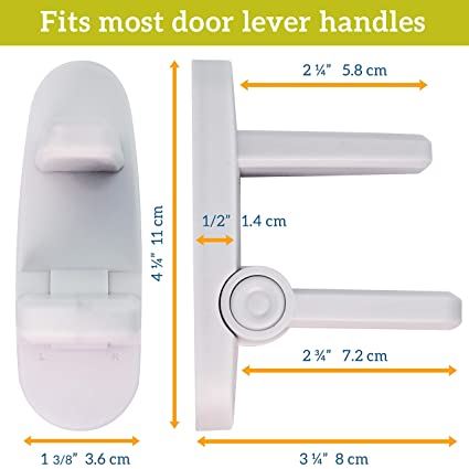 Improved Childproof Door Lever Lock (4 Pack) Prevents Toddlers From Opening Doors. Easy One Hand Operation for Adults