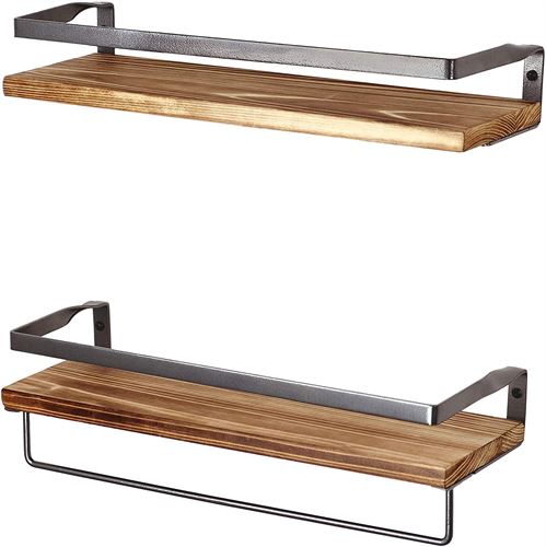 Peter's Goods Rustic Floating Wall Shelves with Rails