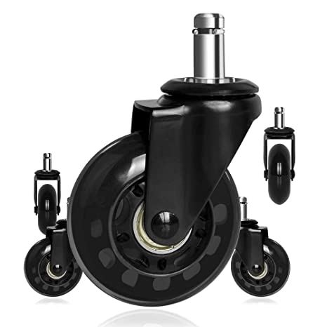 8T8 Upgraded Chair Caster Wheels 6 cm, Swivel Caster Wheels Heavy Duty with Pop-in Stem,Quiet & Smooth Rolling