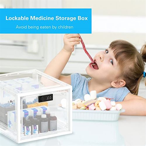 Lockable Box, Medicine Lock Box for Safe Medication, Compact and Clear Childproof Lockable Storage Box for Medicine