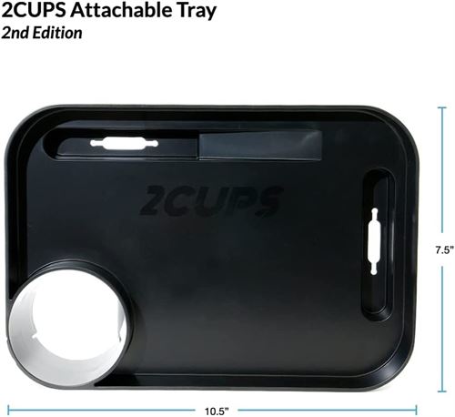 2CUPS Car Cup Holder Expander and Attachable Tray