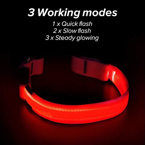 Illumifun LED Dog Collar, USB Rechargeable Lighted Dog Collar