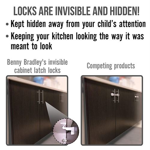 Upgraded Invisible Baby Proofing Cabinet Latch Locks (10 Pack)