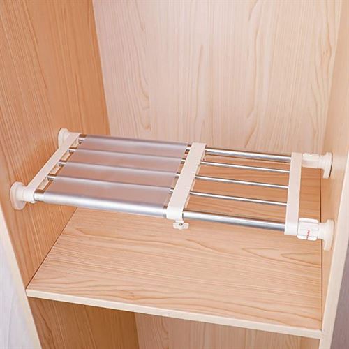 Hershii Closet Tension Shelf & Rod Expandable Metal Storage Rack Adjustable Organizer