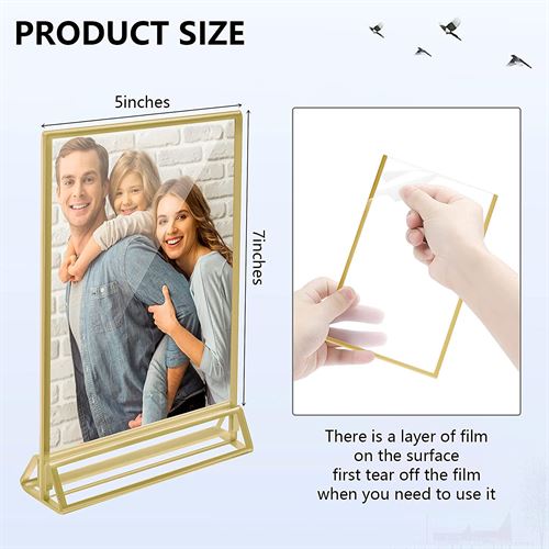 Jetec 6 Pieces Wedding Clear Acrylic Double Sided Frames Display Holder Vertical Stand Picture Frames Sign Holder for Restaurant Table Numbers Menu Recipe Cards and Art Display
