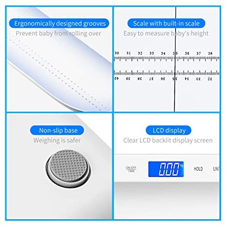 KUBEI Baby Scale, Digital Infant Scale, Multi-Function Digital Scale for Pets, Toddler Scale with Measure Babies Weight and Height Tray, Precision Digital Puppy Scale with kg/lb/oz, Holding Function