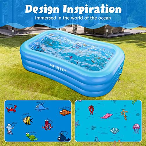 Inflatable Swimming Pools, Inflatable Lounge Pool for Kids 241.3 * 142.2 * 55.8 cm