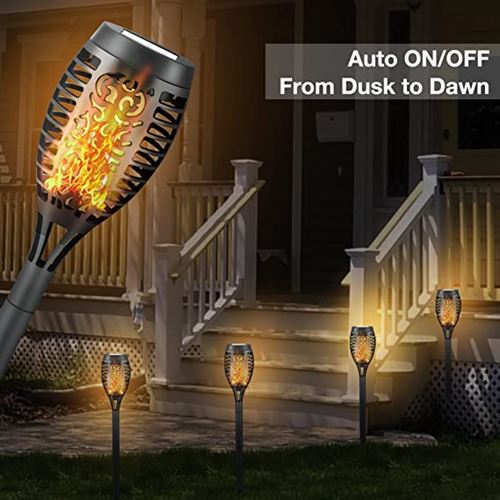 Liveasily 4 Pack Led Solar Torch Light with Flickering Flame