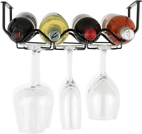 Wallniture Piccola Under Cabinet Bottles Rack & Glasses Holder Kitchen Organization