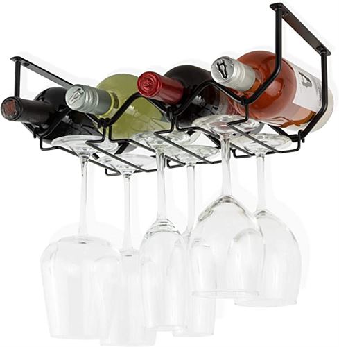 Wallniture Piccola Under Cabinet Bottles Rack & Glasses Holder Kitchen Organization