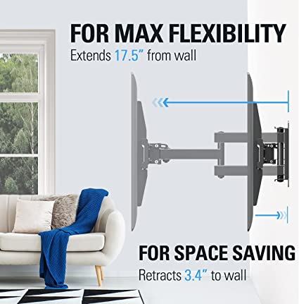 Mounting Dream TV Mount TV Wall Mount with Swivel and Tilt for Most 32-55 Inch TV, UL Listed Full Motion TV Mount with Articulating Dual Arms