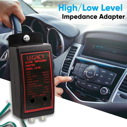 LEGACY - CAR RCA AUDIO SYSTEM OUTPUT ADAPTER WITH ADJUSTABLE LEVEL CONTROL - WORKS ON VEHICLE SPEAKER