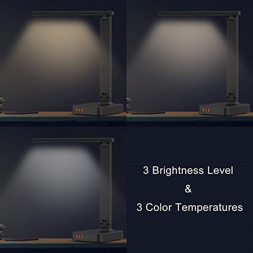 COZOO LED Desk Lamp with 3 USB Charging Ports and 2 AC Outlets