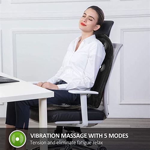 Snailax Memory Foam Massage Seat Cushion - Back Massager with Heat