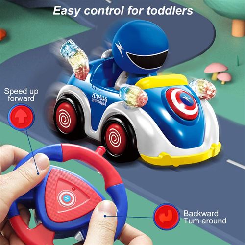 NQD Remote Control Cartoon Car for Toddlers with Music and Lights