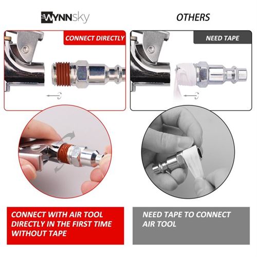 WYNNsky 1/4" Air Compressor kit - 20 Piece.Air Accessory kit Tool with PU Hose/Blow Gun/Tire Gauge/Storage Case