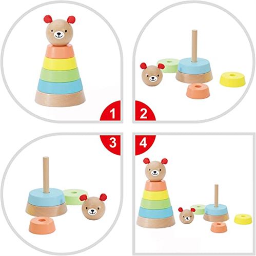 Classic World Bear Tower Wooden Stacking Assembly Toys Building Blocks