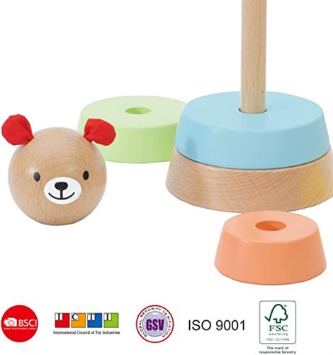Classic World Bear Tower Wooden Stacking Assembly Toys Building Blocks