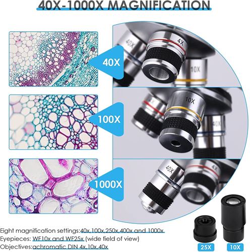 40X-1000X Microscopes for Students Kids Adults