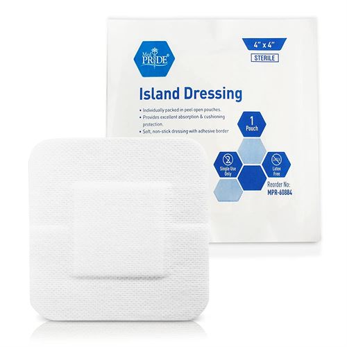 Med PRIDE 4inch x 4inch Bordered Gauze-Island Dressing| 25 Pack