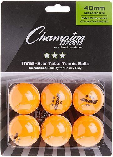 Champion Sports Tournament 3 Star Table Tennis Balls - 6 Pack