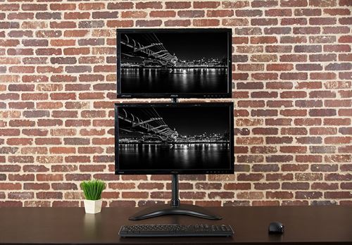 VIVO Dual LCD 13 to 32 inch Monitor Vertical Desk Stand, Free-Standing Mount for 2 Screens STAND-V002N