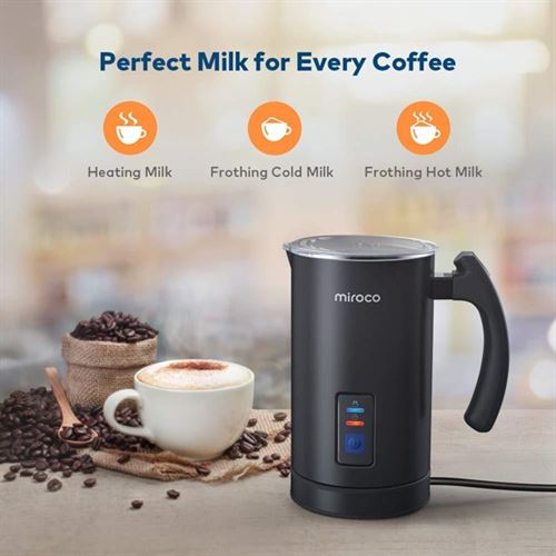 Milk Frother, Miroco Stainless Steel Milk Steamer with Hot &Cold Milk Functional 120V