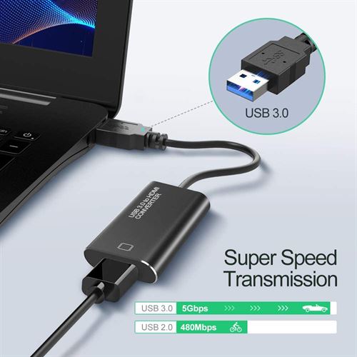 USB to HDMI Adapter, 1080P HD Audio Video Cable Converter, USB 3.0/2.0 to HDMI for Multiple Monitors