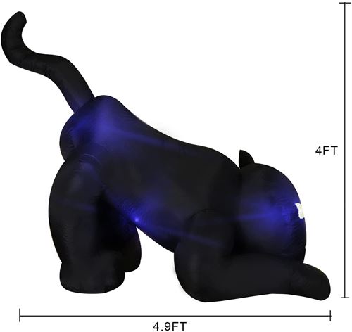 4 FT Halloween Inflatable Black Cat, Lighted Halloween Blow Up Prop with LED Lights