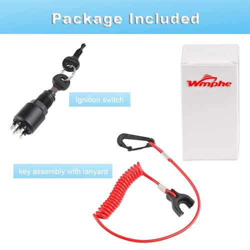 WHPHE Key Ignition Switch Assembly with Safety Lanyard Compatible with OMC Johnson Evinrude Boat