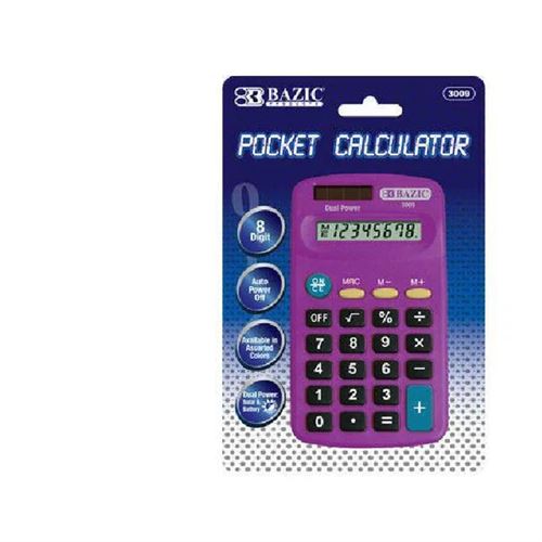 Bazic 8-Digit Dual Power Pocket Size Calculator