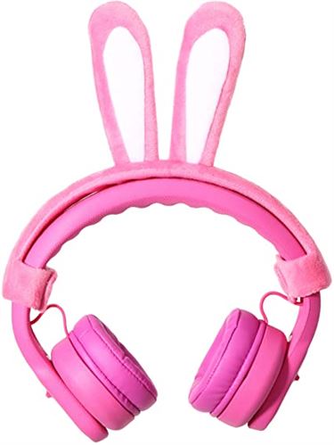 Pink DIY Rabbit Ear Elesound On-Ear Wired Over Ear Kids Headphones Toddler Headphones
