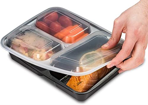 EZ Prepa 32oz 3 Compartment Meal Prep Containers with Lids - Bento Box