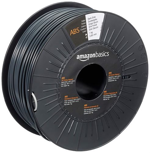 Amazon Basics ABS 3D Printer Filament, 2.85mm, Dark Gray, 1 kg Spool
