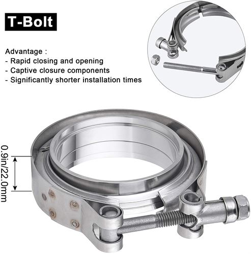 EVIL ENERGY 2 Inch Stainless Steel Exhaust V Band Clamp Male Female Flange