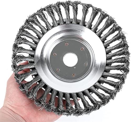 AR-PRO 8-Inch Rotary Steel Wire Weed Brush Blade with Universal Adapter Kit