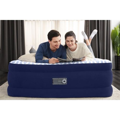 Bestway Fashion Flock 20 inch Queen Air Mattress with Built-in Pump and Antimicrobial Coating 120 Volts