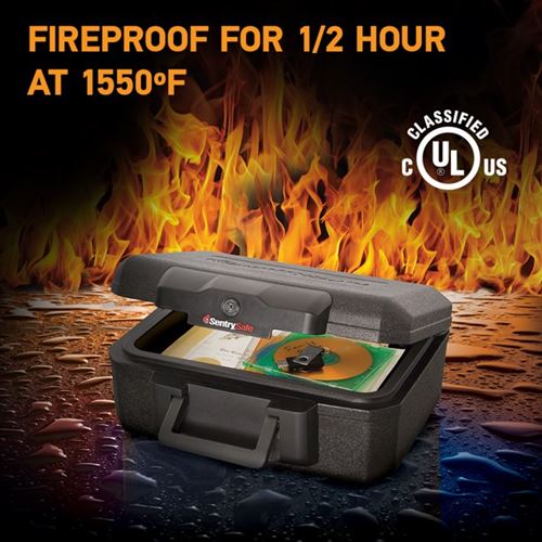 SentrySafe 1200 Fire-Resistant Box Safe with Key Lock 5.4 cm cu., Black