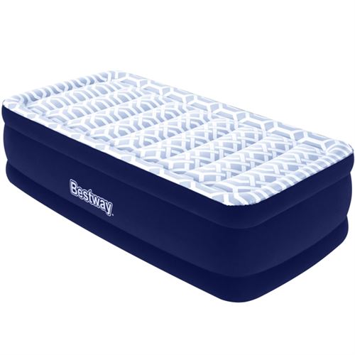 Bestway Fashion Flock 20 inch Twin Air Mattress with Built-in Pump and Antimicrobial Coating