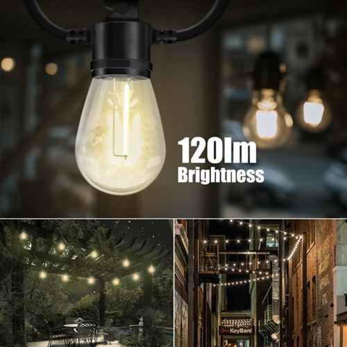 Better Homes Gardens Solar LED String Lights, 15 filament bulbs, 34 foot