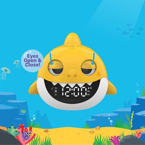 Nickelodeon Pinkfong Baby Shark Alarm Clock Sound Machine with Bluetooth Speaker and Night Light