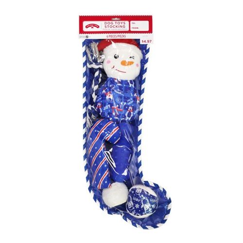 Holiday Time Christmas Dog Toys Stocking Gift Set Blue 6 Pcs