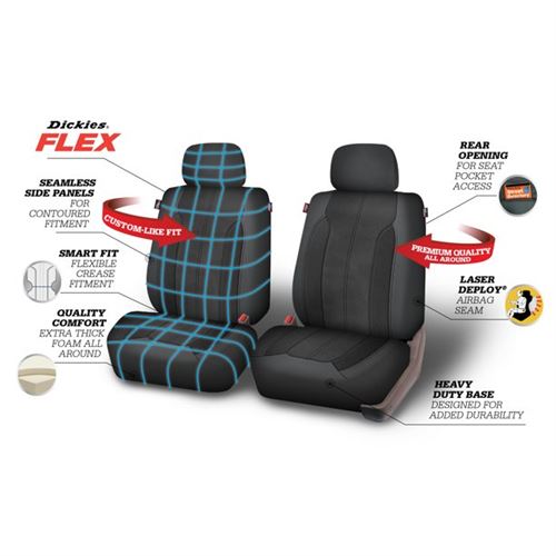 Genuine Dickies 2 Piece Truck Front Seat Covers Black, 43241WDI