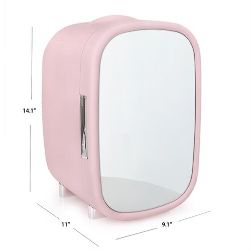 Personal Chiller Cosmetic Mini Fridge with Mirror Door for Vanity, Pink-  120V