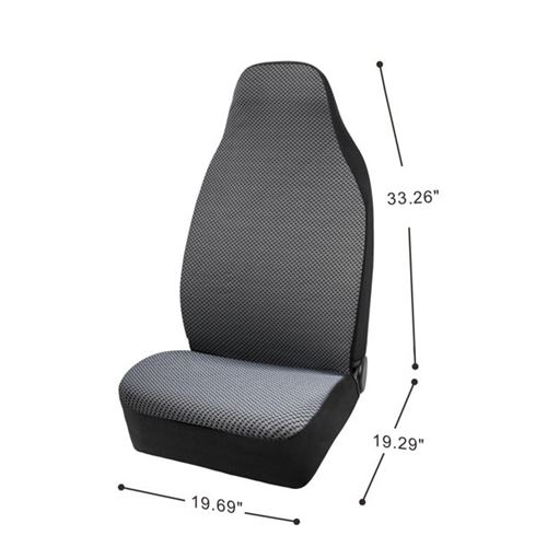 Auto Drive 2 Piece Starla High Back Seat Cover Set Jacquard Polyester Grey, Universal Fit