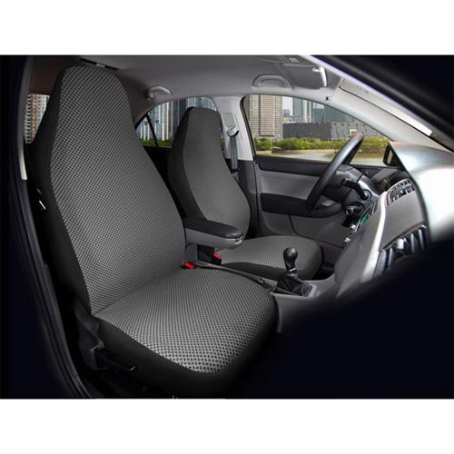 Auto Drive 2 Piece Starla High Back Seat Cover Set Jacquard Polyester Grey, Universal Fit