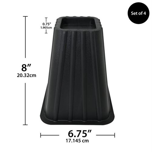 Mainstays Home Management Tall Bed Risers, Black