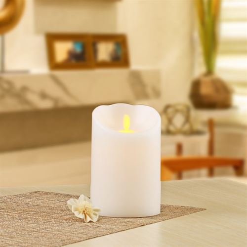 Better Homes & Gardens Flameless LED Motion Flame Pillar Candle, 4x6", White