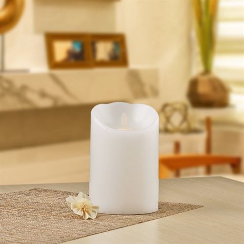 Better Homes & Gardens Flameless LED Motion Flame Pillar Candle, 4x6", White