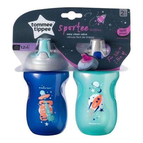 Tommee Tippee Toddler Sportee Sippy Cup, 12+ months – 2pk (Colors & Designs Vary)